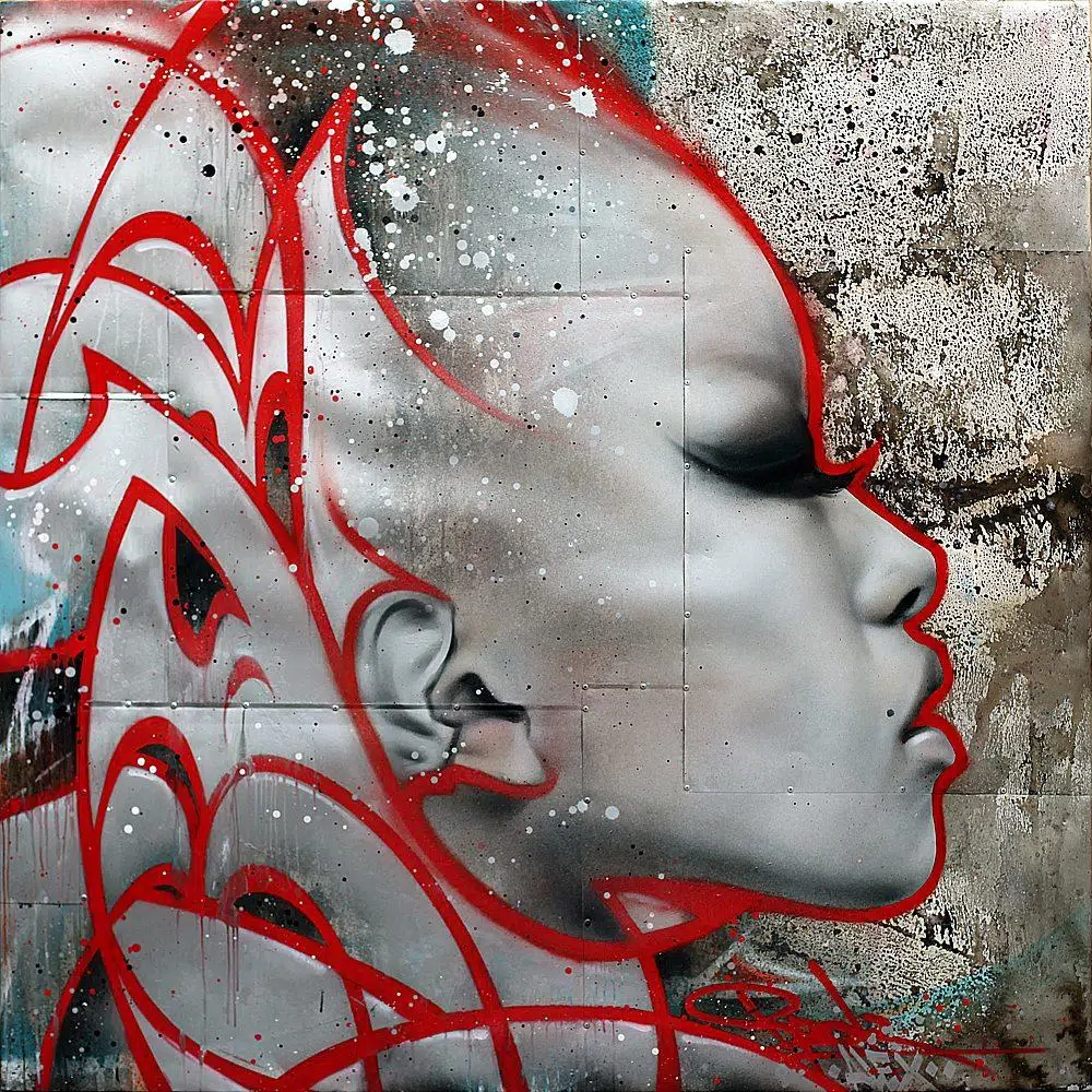 SPACE QUEEN by ALEX & BROK Spray paint on aluminium - 2014 Street artist Alex Mac 3HC