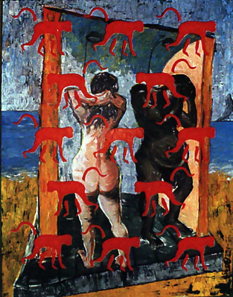 David Bowie paintings - The rape of Bigarschol - 1996