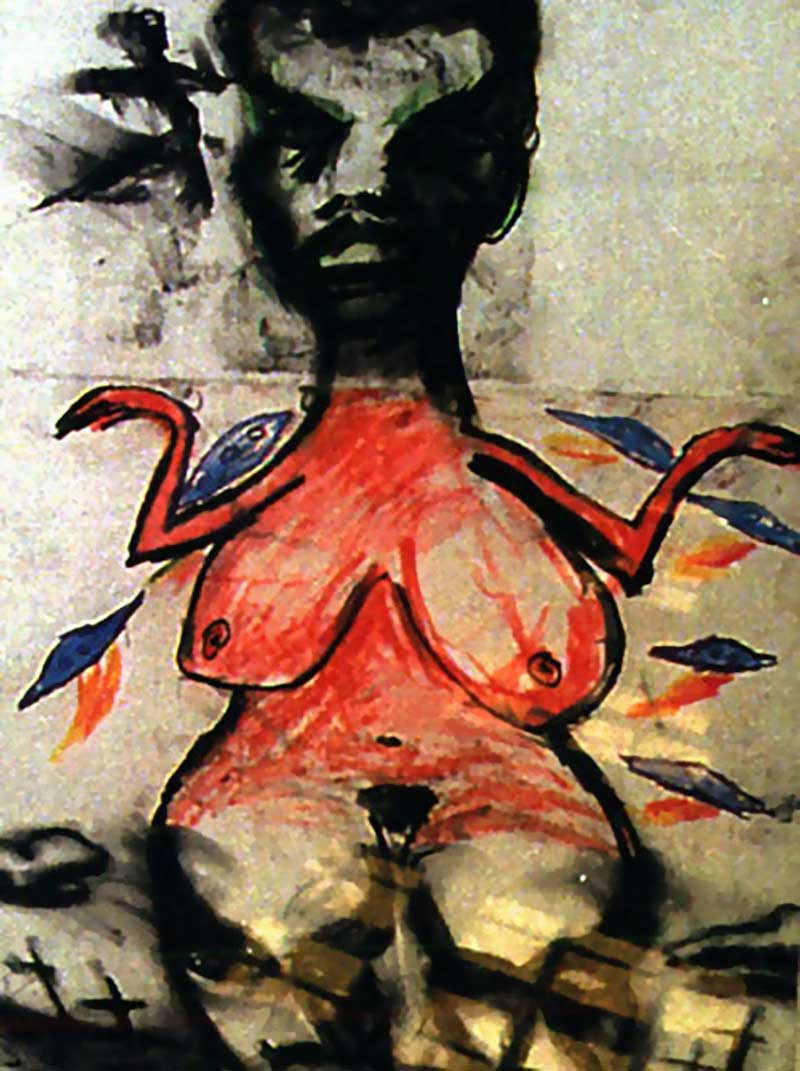 David Bowie paintings - The rape of Bigarschol - 1996
