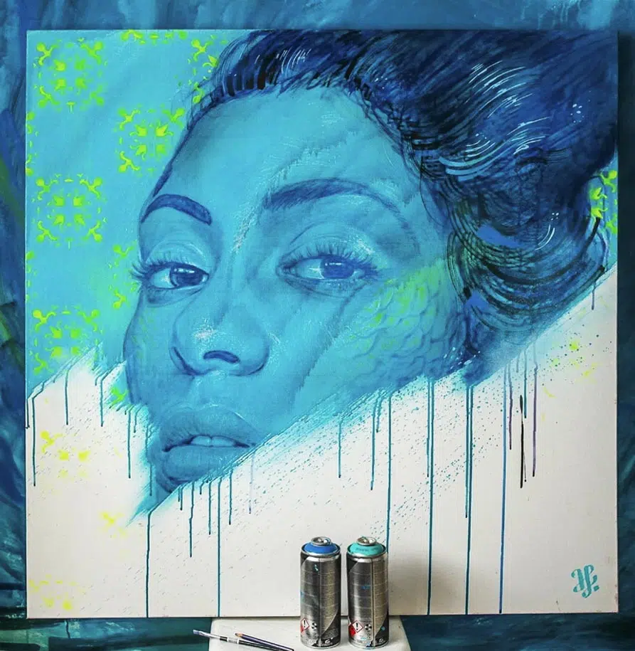Hide out series - mixed media - 1mx1m Valdi Valdi Street Art