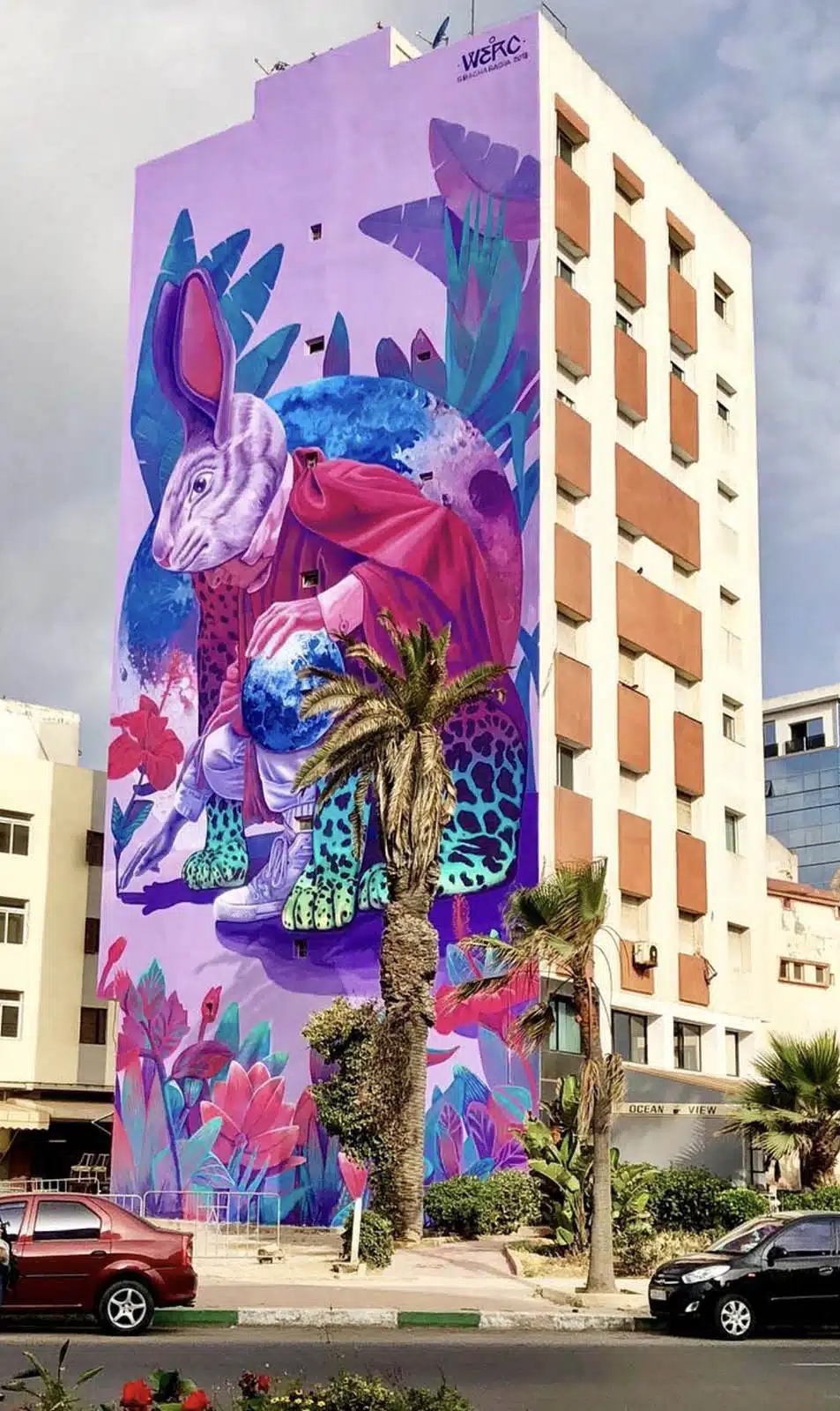 "Follow the white rabbit" Casablanca Morocco, 2018 WERC mural "Follow the white rabbit" Casablanca Morocco, 2018